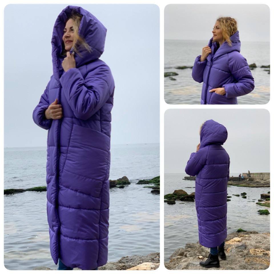 Зимове пальто-кокон ультрафіолетове, арт М500