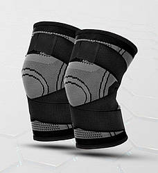 Бандаж коліна з додатковою фіксацією (1 шт) (БК-03) Сірий з чорним, XL