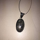 Марказит кулон овал с натуральным камнем марказит в серебре. Кулон с марказитом Индия, фото 5