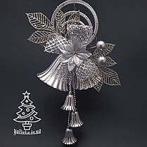 Дзвін новорічний великий срібний 0284, фото 3