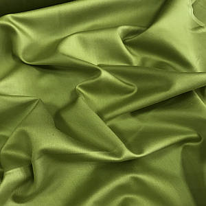 ВІДРЕЗ (1,35 * 2,4 м) Сатин оливковий мерсеризований (ТУРЦІЯ шир. 2,4 м) (SAT-N-0053)