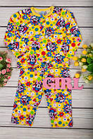 Теплая детская пижама начес с накатом для девочки 34р 122см желтая в Минни Мауси