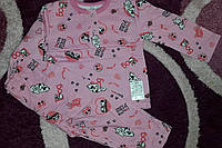 Тепла дитяча піжама начіс із накатом для дівчинки 28р 86 см рожева в собачки