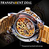 Механічний годинник Winner Skeleton, чоловічий оригінальний наручний годинник Віннер скелетон, золотий годинник, фото 7