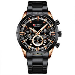 Чоловічий кварцовий годинник Curren Wild 8355 black, наручний годинник оригінал на металевому браслеті