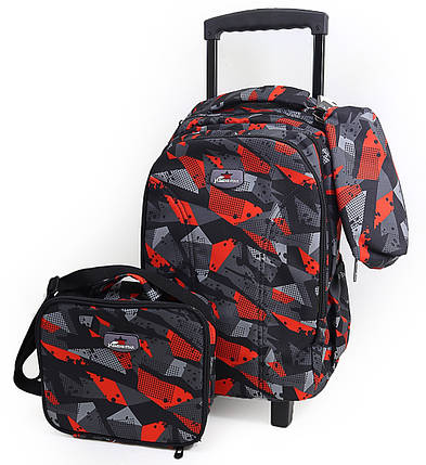 Набір: дитячий тканинний валіза-рюкзак на колесах+сумка+пенал "Абстракція" 520515, фото 2