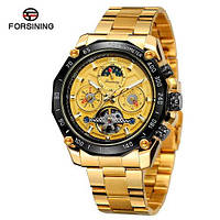 Мужские часы Forsining 6913 Gold-Black-Gold