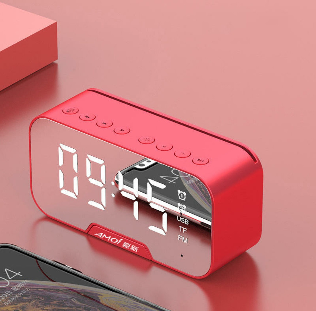 AMOI G5 годинник — колонка, радіо, термометр, будильник, плеєр, дзеркало, підставка для смартфона. hands free AUX