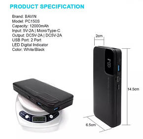 УМБ Power Bank BAVIN PC-150S 12000mAh, фото 3