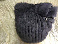 Шапка з норки кішка з вушками і бантом