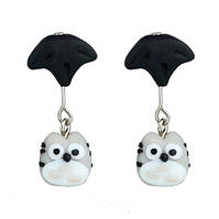 Дитячі сережки кішки - довжина 3см, полімерна глина