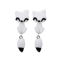 Дитячі сережки Лисички с дефектом не рывно приклеэны очі розмір 4,5 см, полімерна глина