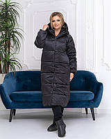 Пальто куртка зима OVERSIZE з капюшоном арт. 521 чорний