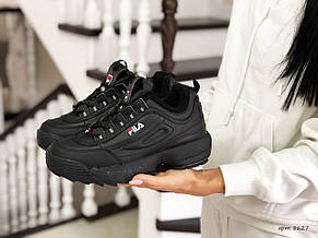 Модні жіночі зимові кросівки Fila,чорні 36,37 р, фото 2