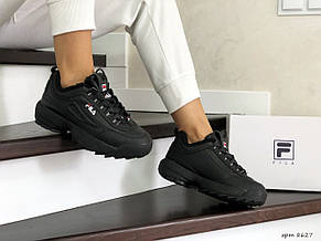 Модні жіночі зимові кросівки Fila,чорні 36,37 р, фото 2