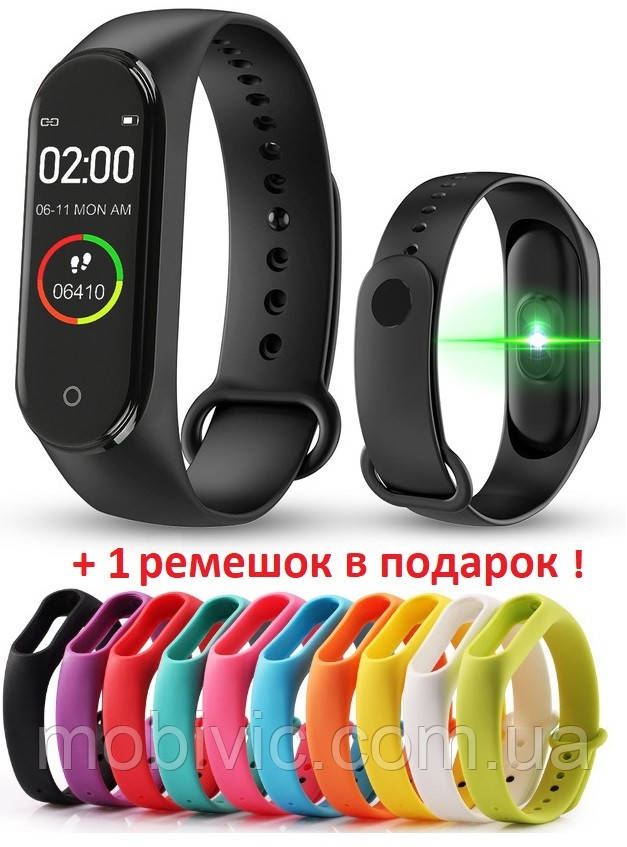 Фітнес-браслет Smart Bracelet M4 (black) + 1 РЕМЕШОК — Захист IP67