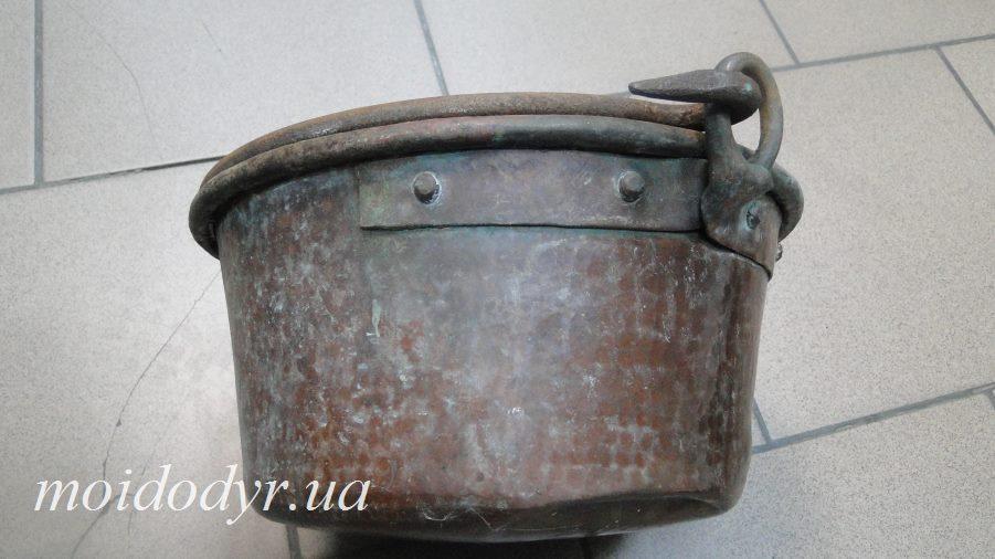 Мідний казан, кашпо з ручками антикварний 290мм х 140мм(h). Декор