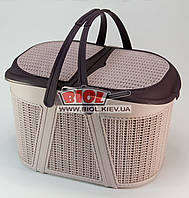 Кошик пластиковий для пікніка 25 л 44х31х27 см (колір — пудра) Irak Plastik SP-125-4