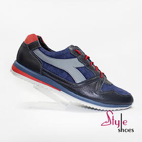 Кросівки чоловічі стильні шкіряні синіх віддінків “Style Shoes”