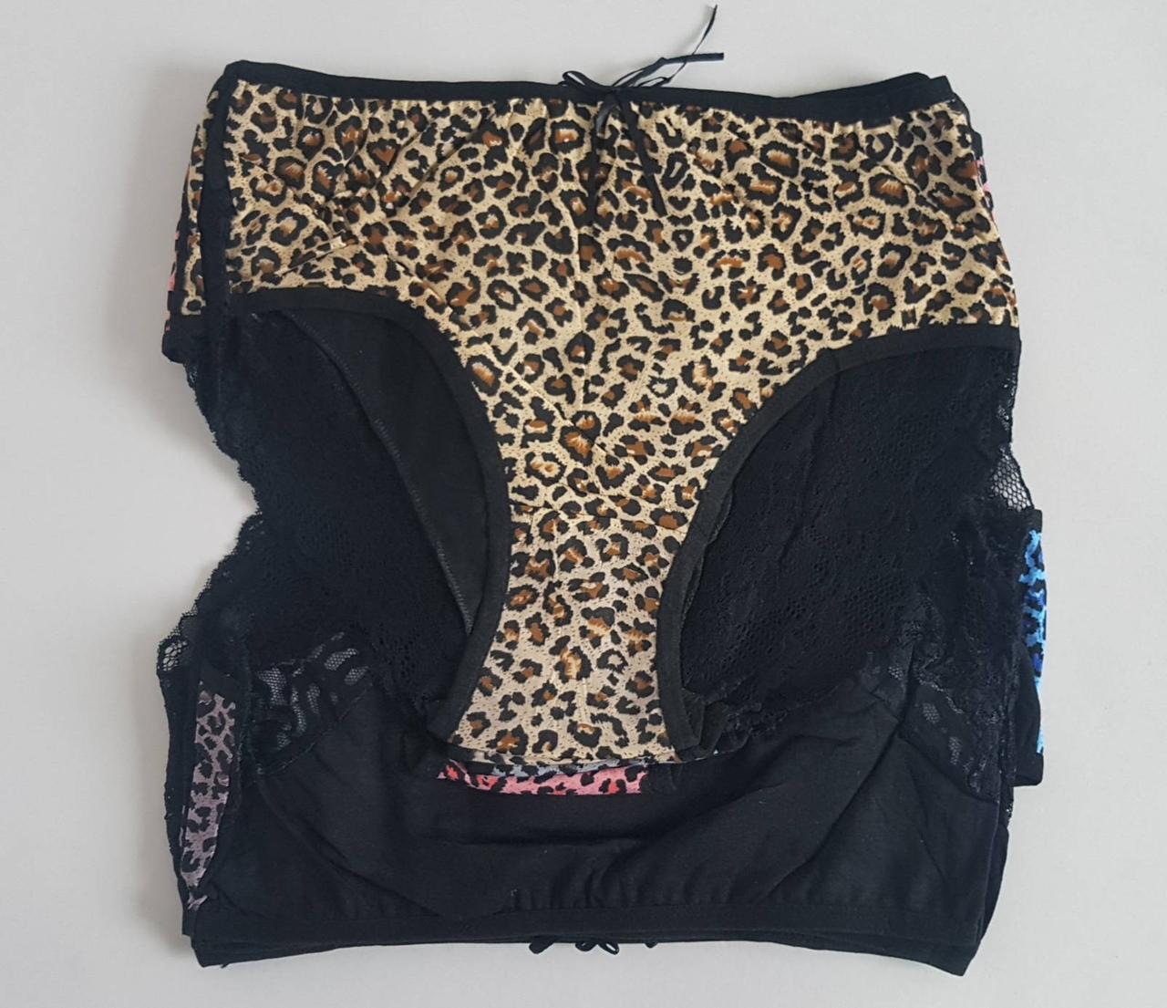 Жіночі труси з леопардовим візерунком і мереживами, фото 1