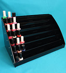 Чорна стійка для лаків на 7 сходинок