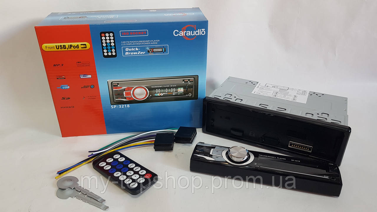 Автомагнітола Caraudio SP-3218 знімна панель ISO USB SD