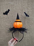 Обруч з гарбузом та летючими мишами для дівчаток до свята Хеллоуїну, фото 8