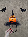 Обруч з гарбузом та летючими мишами для дівчаток до свята Хеллоуїну, фото 9