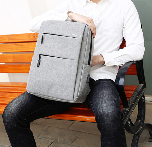 Рюкзак городской серый унисекс с USB непромокаемый с карманом для ноутбука для мужчин и женщин тканевый - фото 9 - id-p1067071452