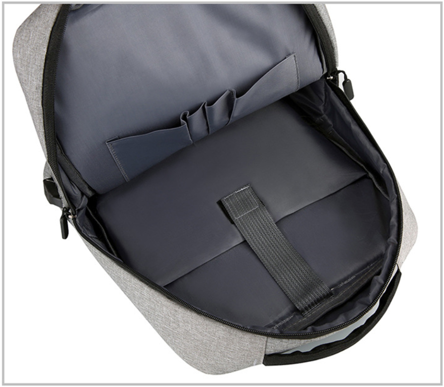 Рюкзак городской серый унисекс с USB непромокаемый с карманом для ноутбука для мужчин и женщин тканевый - фото 7 - id-p1067071452