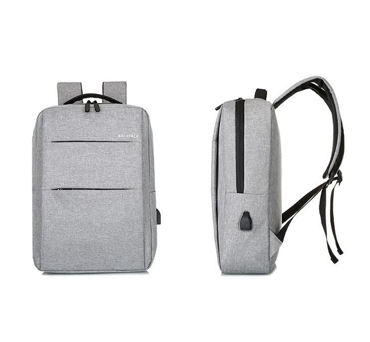 Рюкзак городской серый унисекс с USB непромокаемый с карманом для ноутбука для мужчин и женщин тканевый - фото 3 - id-p1067071452