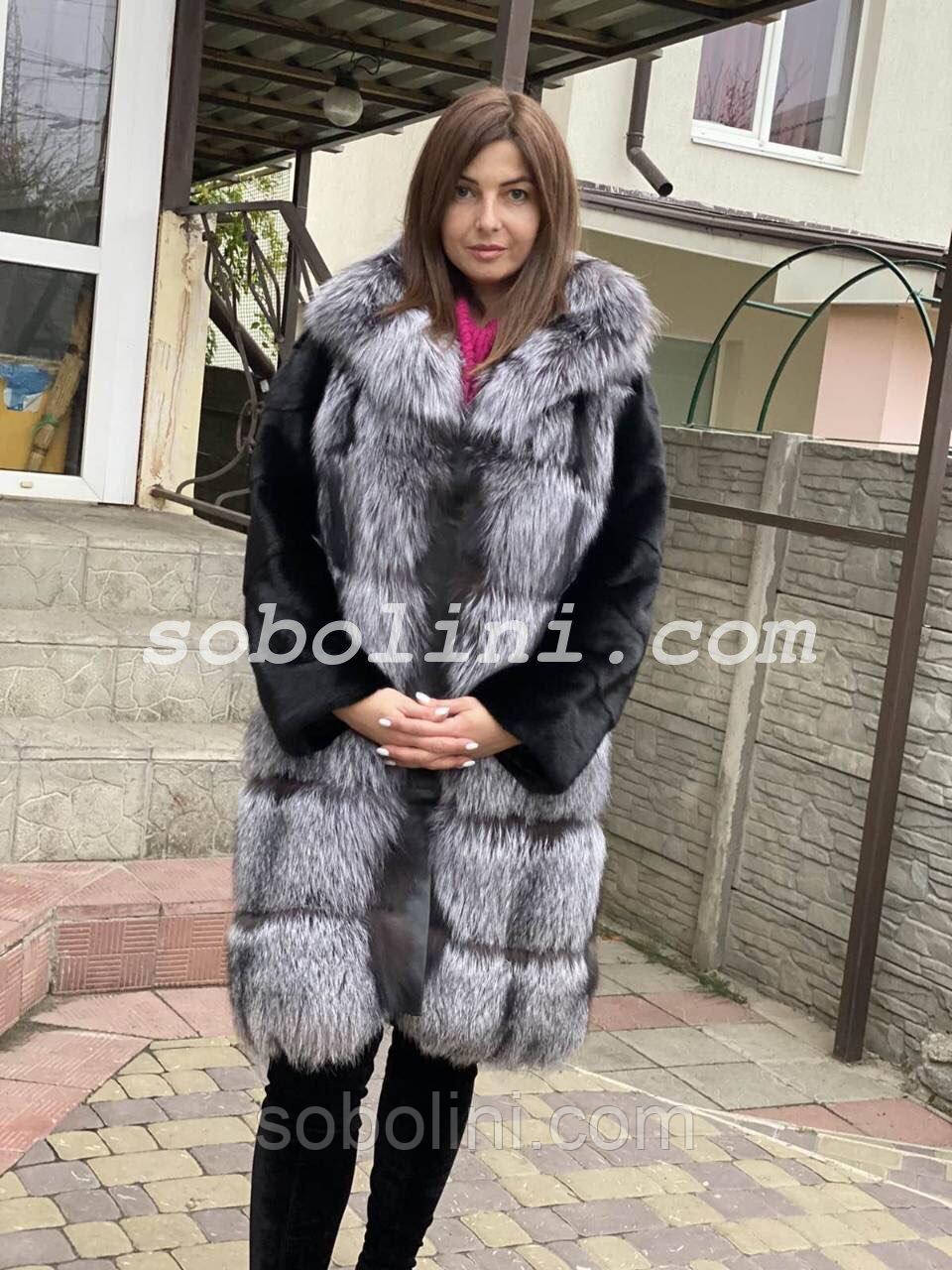 Фото від клієнта, жилет із чорнобурки з норковими рукавами, фото 1