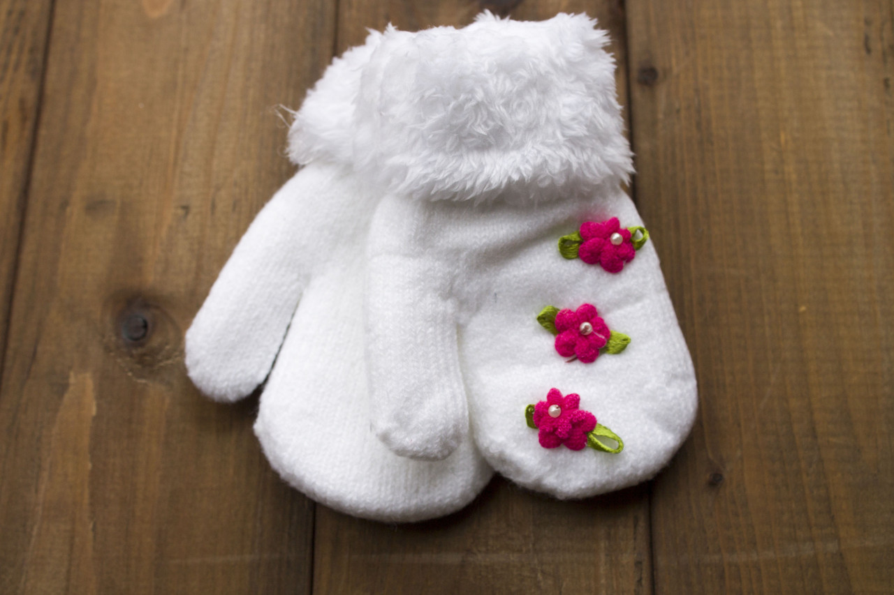 Дитячі варежкие утеплені білі 5312-4