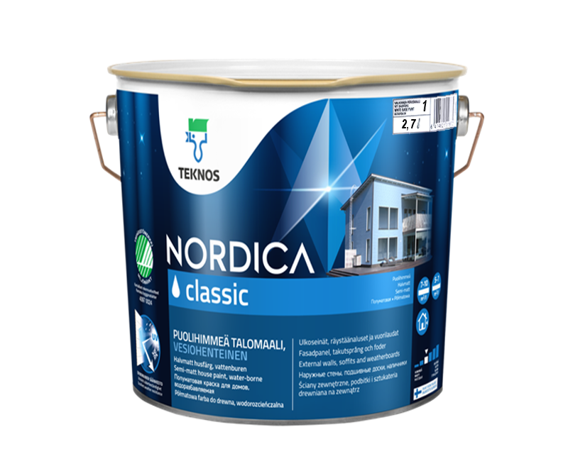 Краска акриловая TEKNOS NORDICA CLASSIC для древесины белая (база1) 2,7л - фото 2 - id-p1067118813