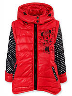 Осіння куртка для дівчаток Мікі, рукави знімні, зріст 104 на синтепоні, червона