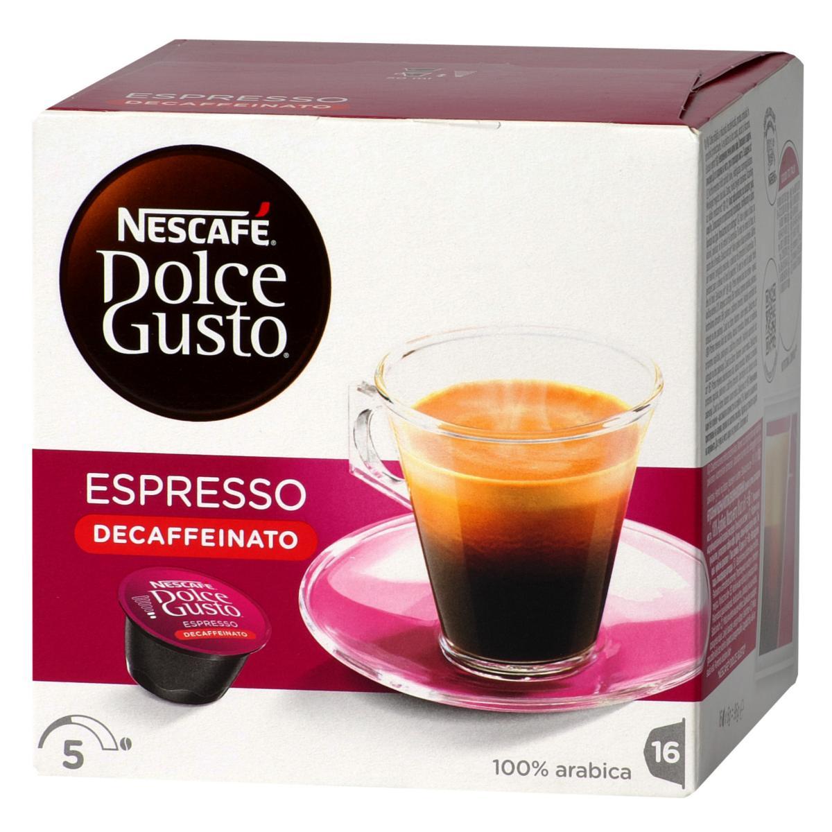 Кава в капсулах NESCAFE Dolce Gusto Espresso Decaffeinato 16 шт Нескафе Дольче Густо Без кофеїну