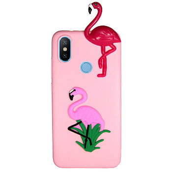 Чохол Cartoon 3D Case для Xiaomi Mi A2 Lite / Redmi 6 Pro Фламінго