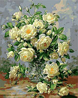 Картина по номерам 50х65 см. Babylon Букет белых роз Художник Уильямс Альберт (QS 1115)