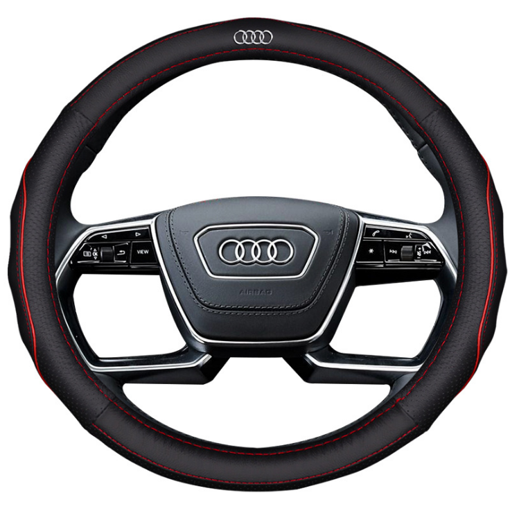 Чохол оплетка на кермо шкіряний для автомобіля з логотипом Audi натуральна шкіра