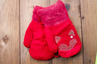 Дитячі рукавиці утеплені червоні 0074-2, фото 1