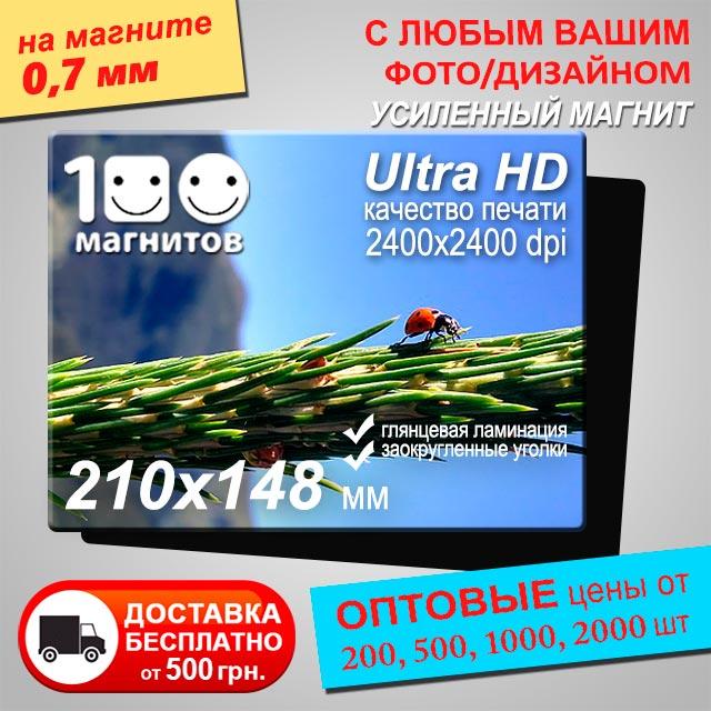 Друк на магнітах. Розмір А5 (210х148 мм). Товщина 0,7 мм, фото 1