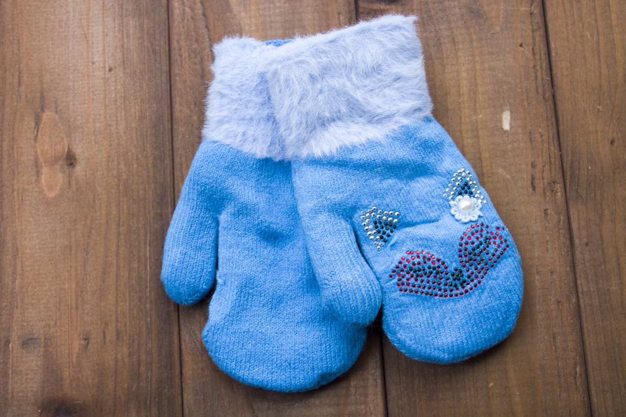 Детские варежки цвет голубой 0074-12