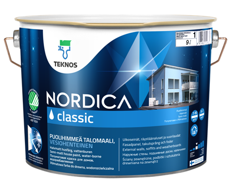 Краска акриловая TEKNOS NORDICA CLASSIC для древесины белая (база1) 9л - фото 2 - id-p1067217103