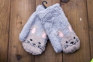 Детские варежки ангорка серые 0084-4