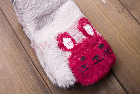 Дитячі рукавиці ангорка бежево-червоні 0084-12, фото 2