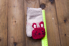 Дитячі рукавиці ангорка бежево-червоні 0084-12, фото 3