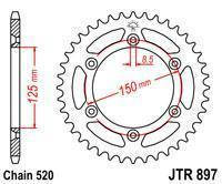 JTR897.42 задня Зірка для KTM 125/200/250/300/350/400/450/500/530 SX/SXF/EXC (Всі моделі) аналог SS 1-3547, фото 1