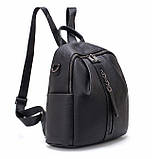 Рюкзак міський жіночий шкіряний. Рюкзак-сумка (трансформер) з натуральної шкіри (чорний), фото 2