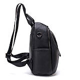 Рюкзак міський жіночий шкіряний. Рюкзак-сумка (трансформер) з натуральної шкіри (чорний), фото 5