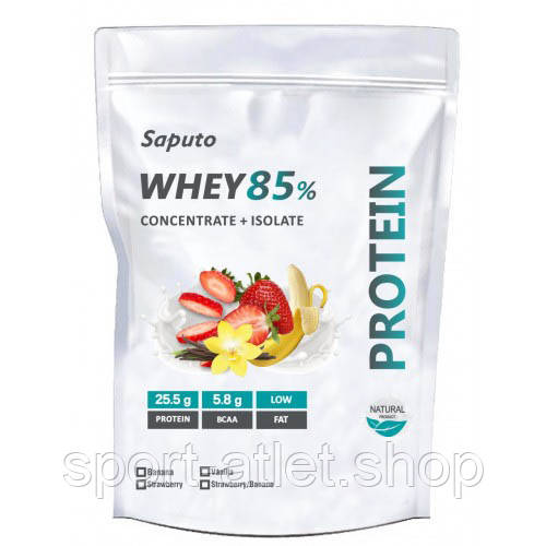 Протеїн Saputo Whey Concentrate + Isolate 85%, 2 кг Полуниця-банан
